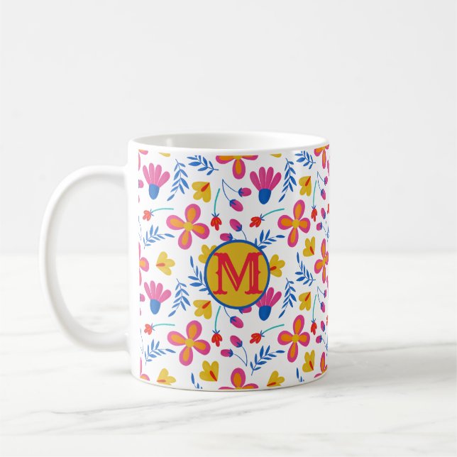Mug Fun Fiesta Floral Customisé initial (Gauche)