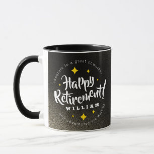 Mug Fun Gold Glitter Stars Retirement New Adventures