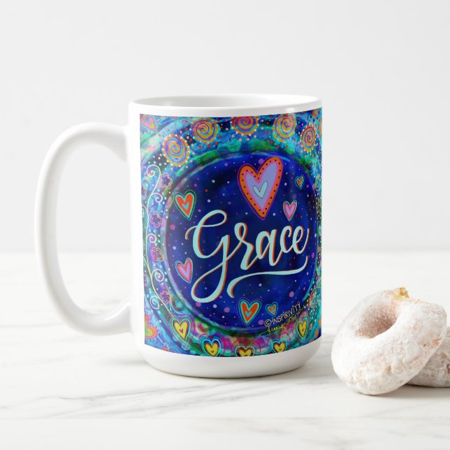 Mug Fun Grace Whimsical Girl Blue Inspirational (Avec donut)