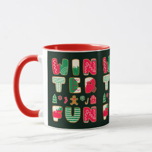 Mug Fun hiver Cookies de Noël Rouge Vert Vacances
