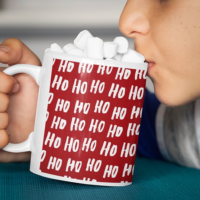 Mug Fun Ho Ho Ho Texte Rouge Fête Motif Noël v2 (Créateur téléchargé)