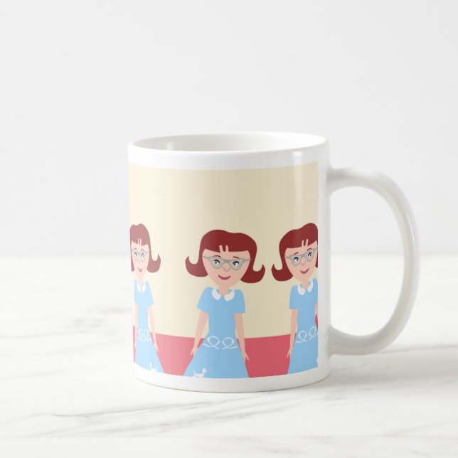 Mug Fun Kitschy Cinties Gal Cute Retro Illustration (Droite)