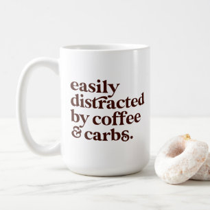 Mug Fun Moderne Café Lover Carbs Lover Lettres Brown