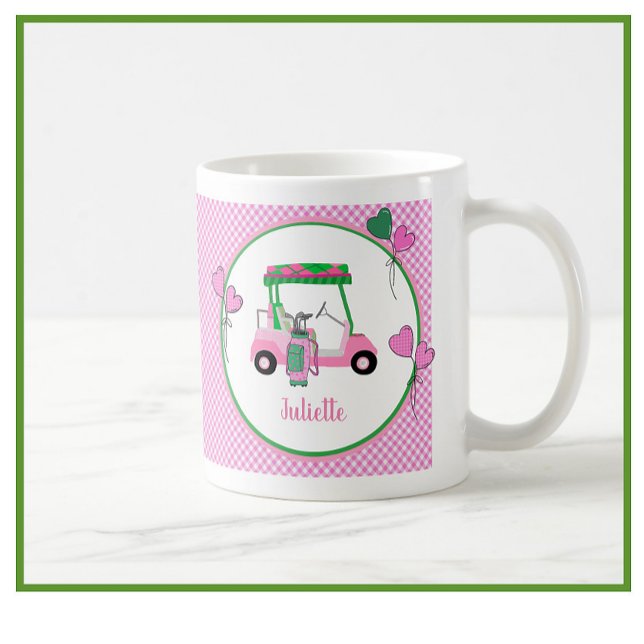Mug Fun Pink & Green Golf Thème Personnalisé (Créateur téléchargé)