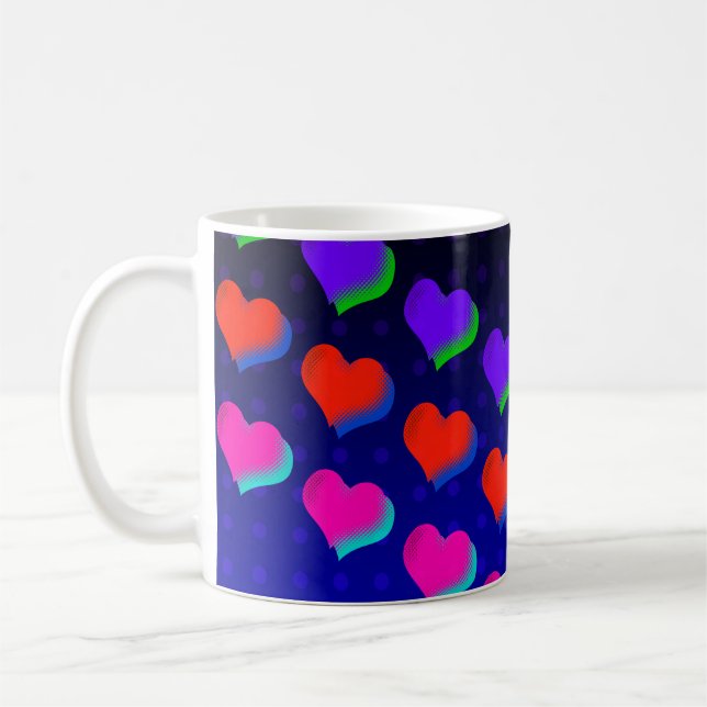Mug Fun Rainbow Cartoon Neon Love Heart Motif (Gauche)