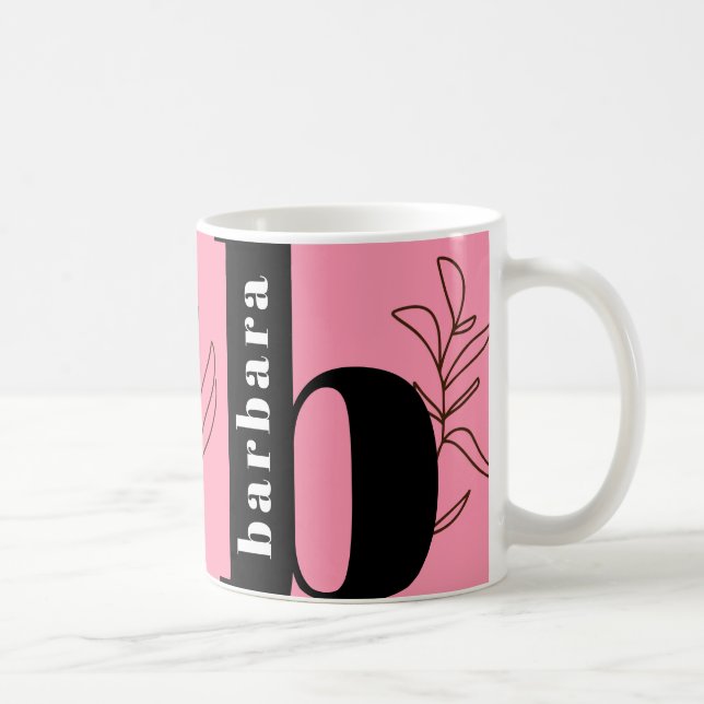 Mug Fun Téméraire Typographie Monogramme Line Art Pink (Droite)