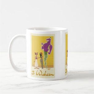 Mug Fun violet avec Génie Cartoon Jaune Trois Voeux