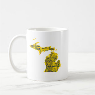 Mug Fun Yellow et Navy Blue State of Michigan villes