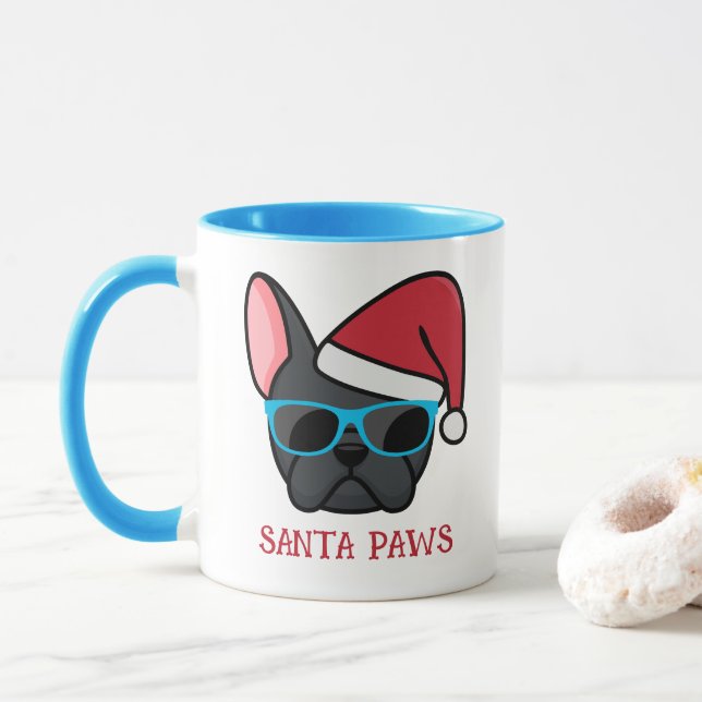 Mug Funky Black Frenchie Père Noël Paws Noël (Avec donut)
