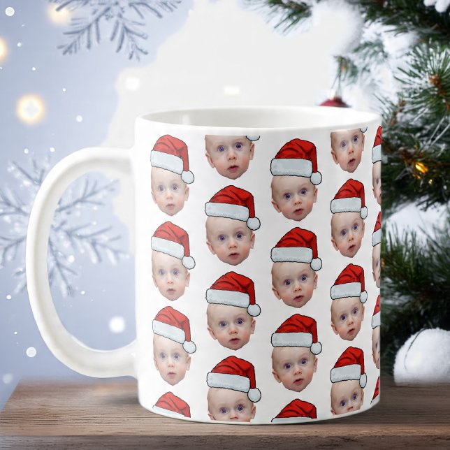 Mug Funky Custom Face Photo Père Noël Head Christmas (Créateur téléchargé)