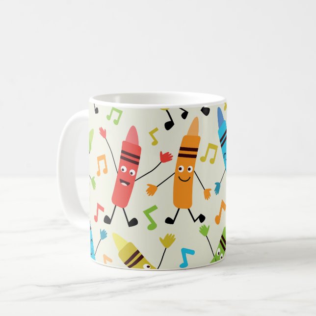 Mug Funky Dancing Crayons with Music Notes Professeur (Devant gauche)