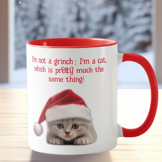 Mug Funky Sarcastique Shorthair Chat Santa Hat (Créateur téléchargé)