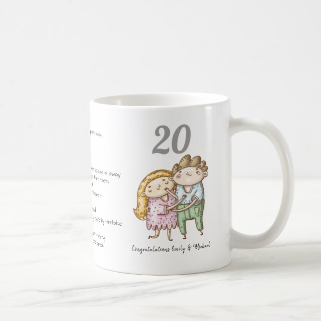 Mug FUNNY 20e anniversaire de Mariage Couple Customisé (Droite)