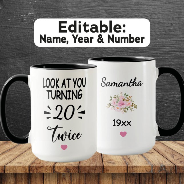 Mug Funny 40th Birthday – Custom Name & Birth Year (Créateur téléchargé)