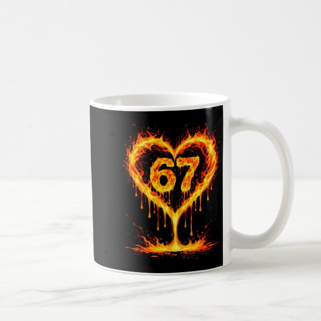Mug Funny 67 Flames Heart Love Six Seven Meme Celebrat (Droite)