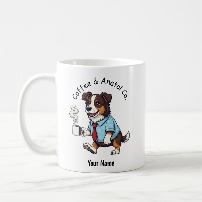 Mug Funny Australian Shepherd Dog Business Suit Coffee (Gauche)