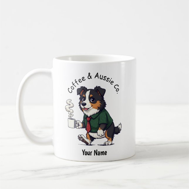 Mug Funny Australian Shepherd dog Business Suit Coffee (Gauche)
