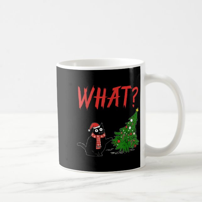 Mug Funny Black Cat Gift Pushing Christmas Tree Over C (Droite)