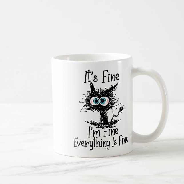 Mug Funny Black Cat It's Fine Im Fine Tout est wifi (Droite)