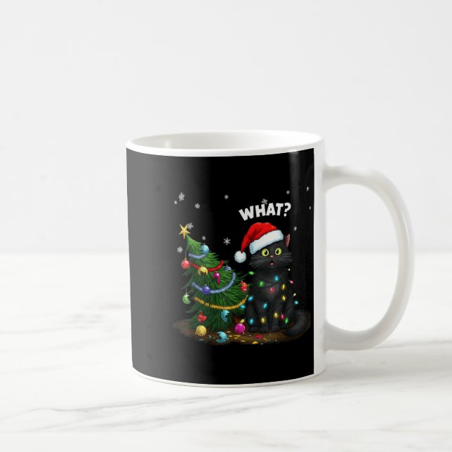 Mug Funny Black Cat Pushing Christmas Tree  (Droite)