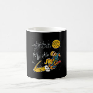 Mug Funny Boy surf dans l'espace à la lune