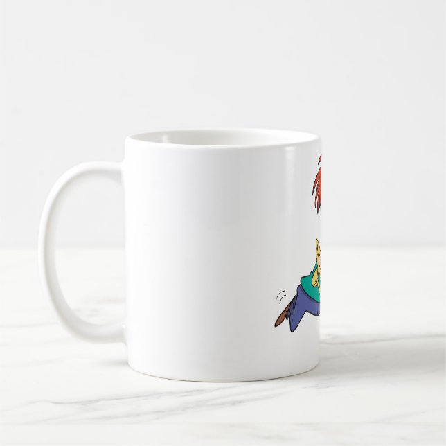Mug Funny Cartoon Man Running With Shopping Cart (Gauche)