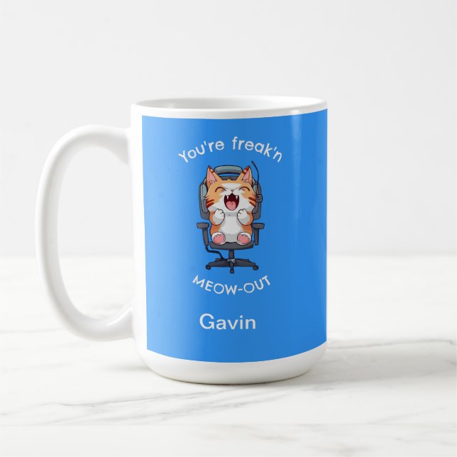 Mug Funny Cat Freak'n Meow Out (Gauche)