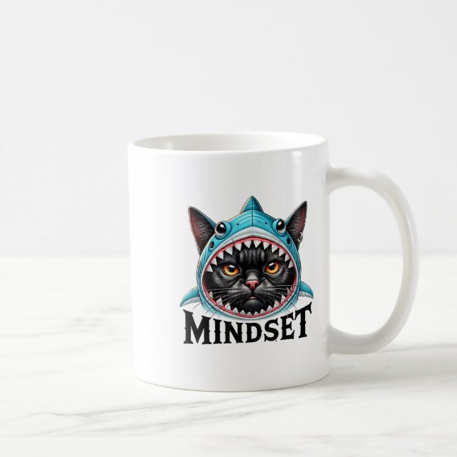 Mug Funny Cat, Mindset Motivational Saying, Shark  (Droite)
