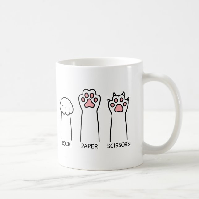 Mug Funny Cat Rock Papier Ciseaux Mème Jeu Humour Art (Droite)