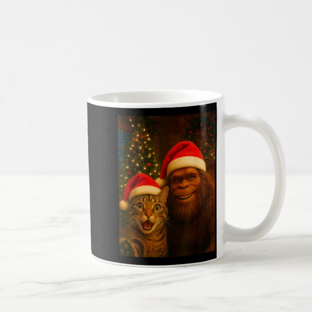 Mug Funny Cat Selfie With Bigfoot Christmas Sasquatch  (Droite)