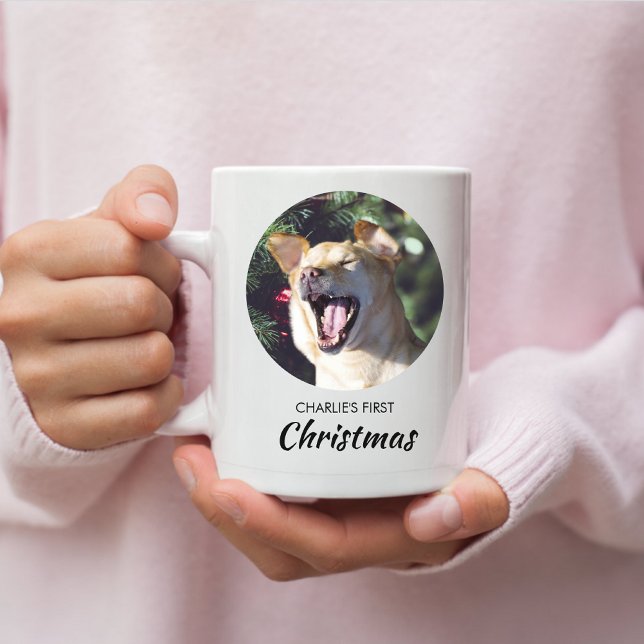 Mug Funny Chien First Christmas Photo personnalisée Ch (Créateur téléchargé)
