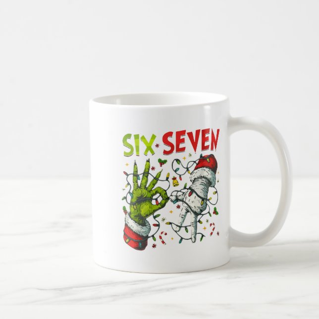 Mug Funny Christmas Lights 6 7 Meme Six Seven Matching (Droite)