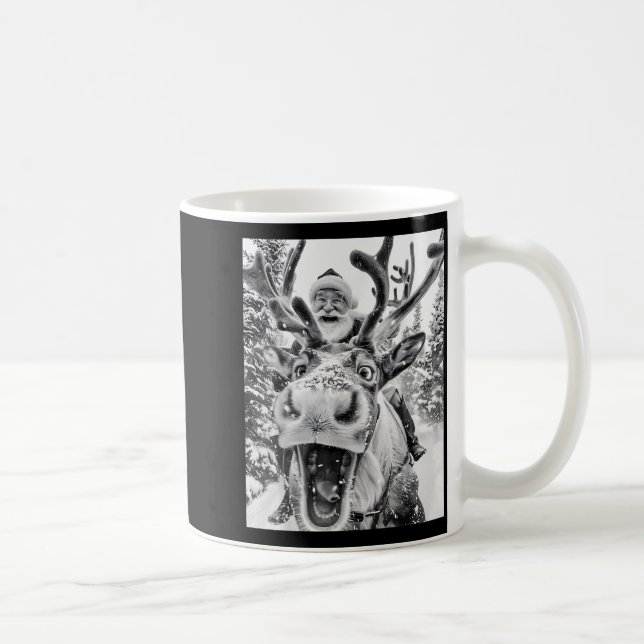 Mug Funny Christmas Reindeer Selfie Santa Claus Xmas S (Droite)