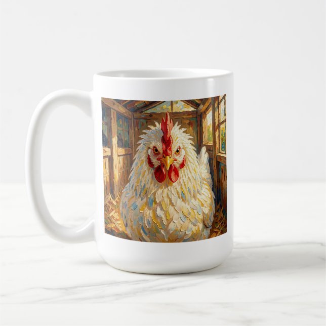 Mug Funny Close Up of Impasto Chicken that looks Mad (Gauche)