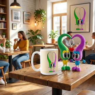 Mug Funny, Colorful, Cute, Cartoon Valentine Heart