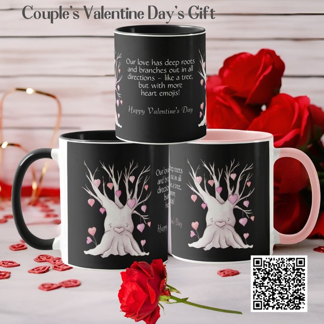 Mug Funny Couple Correspondant Pink Heart Tree Valenti (Créateur téléchargé)
