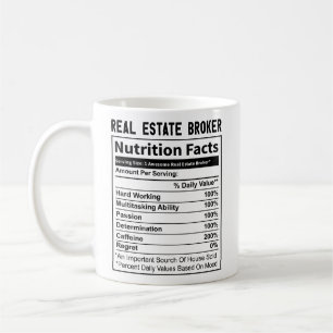 Mug Funny Courtier immobilier Realtor Nutrition Fiches