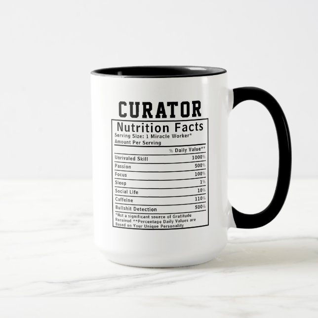 Mug Funny Curator Nutrition Facts Museum Staff Gift (Droite)
