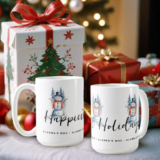 Mug Funny Cute MInimal Snowman Frosted Forest Xmas