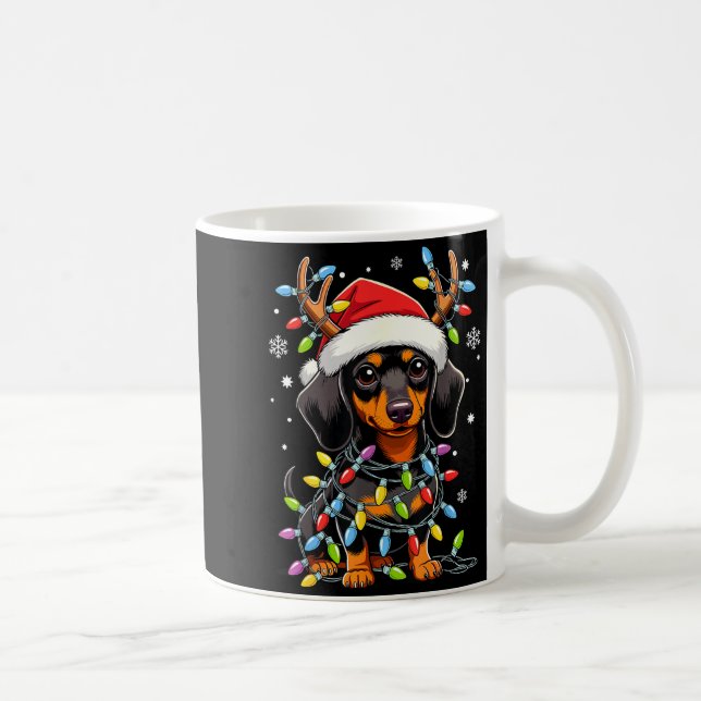 Mug Funny Dachshund Christmas Lights Santa Hat Xmas  (Droite)