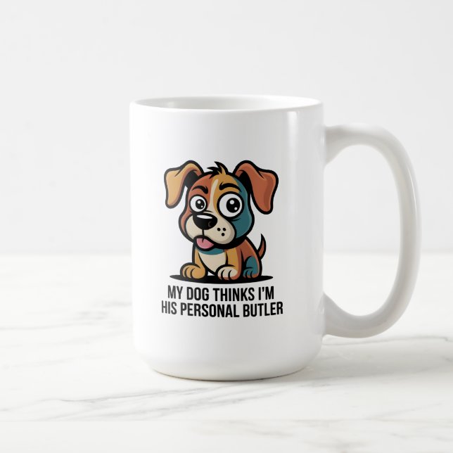 Mug Funny Dog Butler Cartoon Quote (Droite)