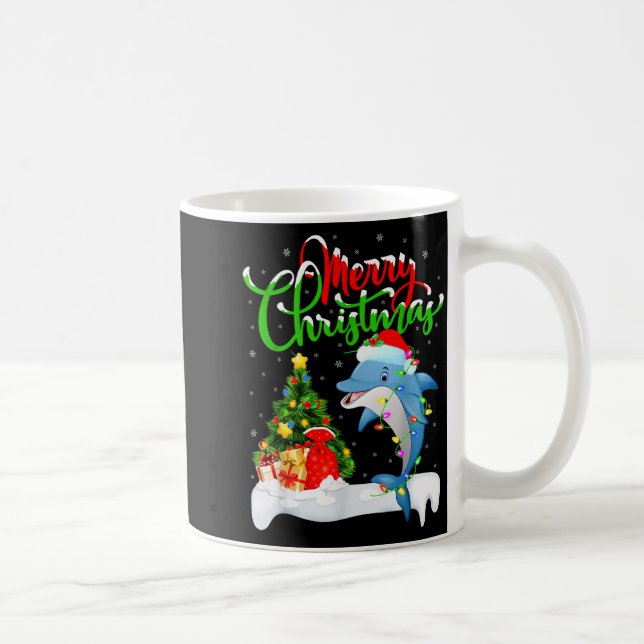 Mug Funny Dolphin Fish Lover Xmas Lighting Dolphin Chr (Droite)