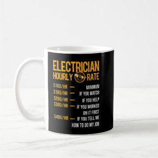 Mug Funny Electricien Hommes Electricien Taux horaire