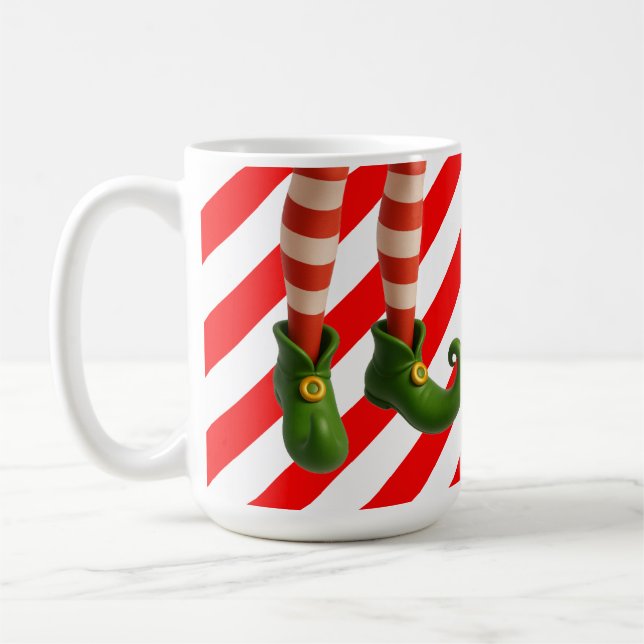 Mug Funny Elf Legs Holiday Card | North Pole Mischief  (Gauche)