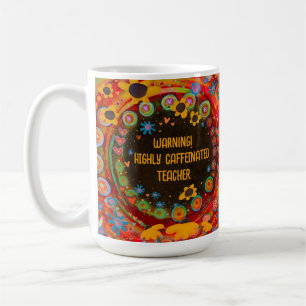Mug Funny Enseignant Caféiné Initiale Personnalisée