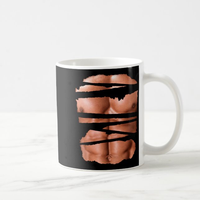 Mug Funny Fake Muscles Fitness Model Chest Six Pack Ab (Droite)