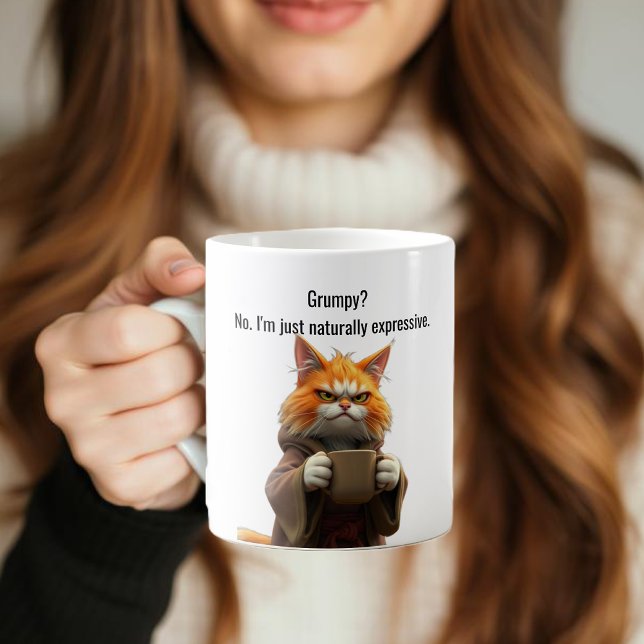 Mug Funny Grumpy cat dans un Robe et café Orange Cat (Funny Grumpy cat in a Robe and Coffee Orange Cat Coffee Mug)
