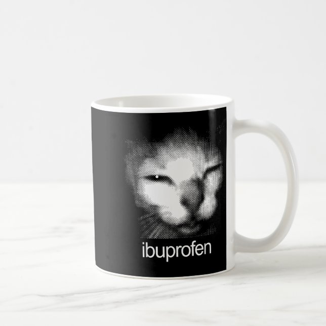 Mug Funny Ibuprofen Cat Meme Retro Ugly Cat Face Mens  (Droite)