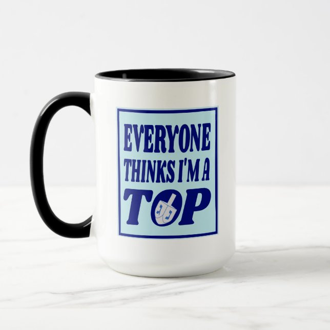 Mug Funny I'm A Top Blue Hanukkah Joke Dreidel  (Gauche)