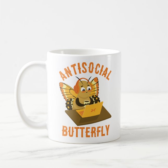 Mug Funny Introvert esthétique antisocial papillon (Gauche)